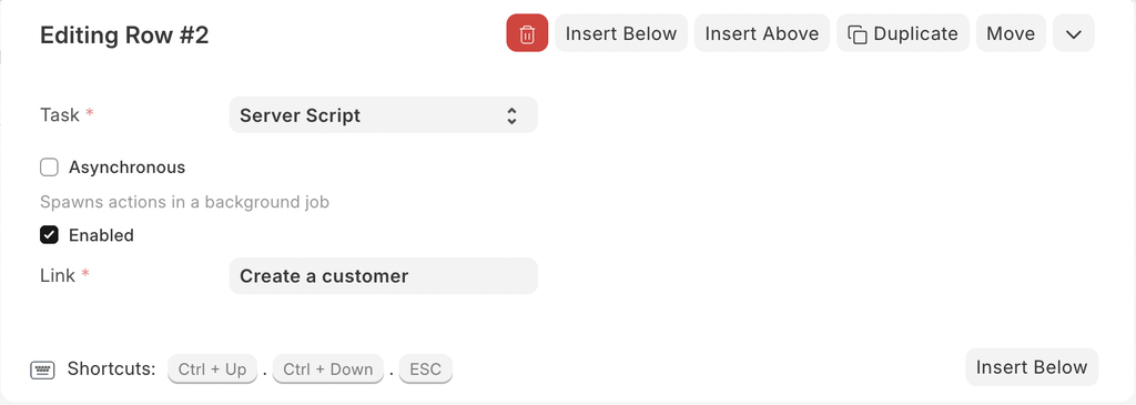 Un'attività di transizione dello script del server