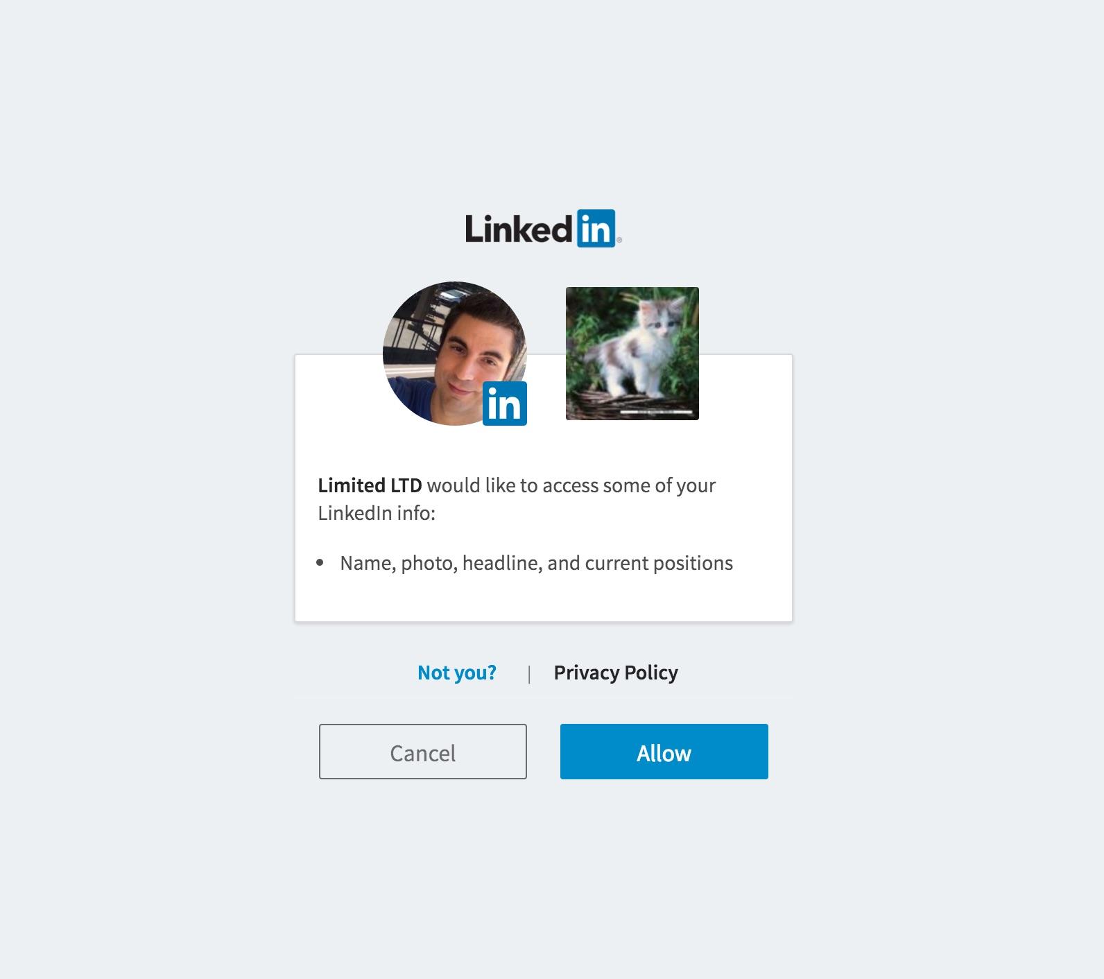 Autorizza LinkedIn