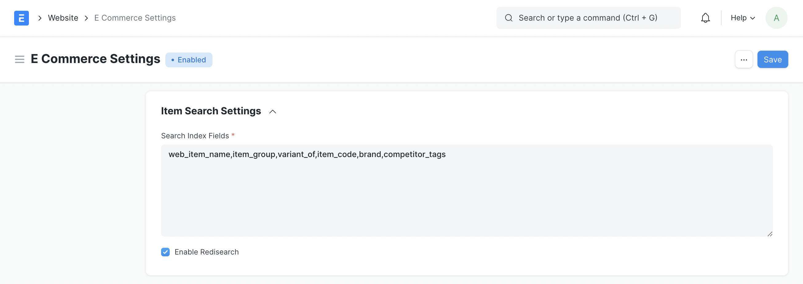 Impostazioni di ricerca articoli con RediSearch