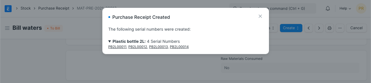 Numeri di serie creati