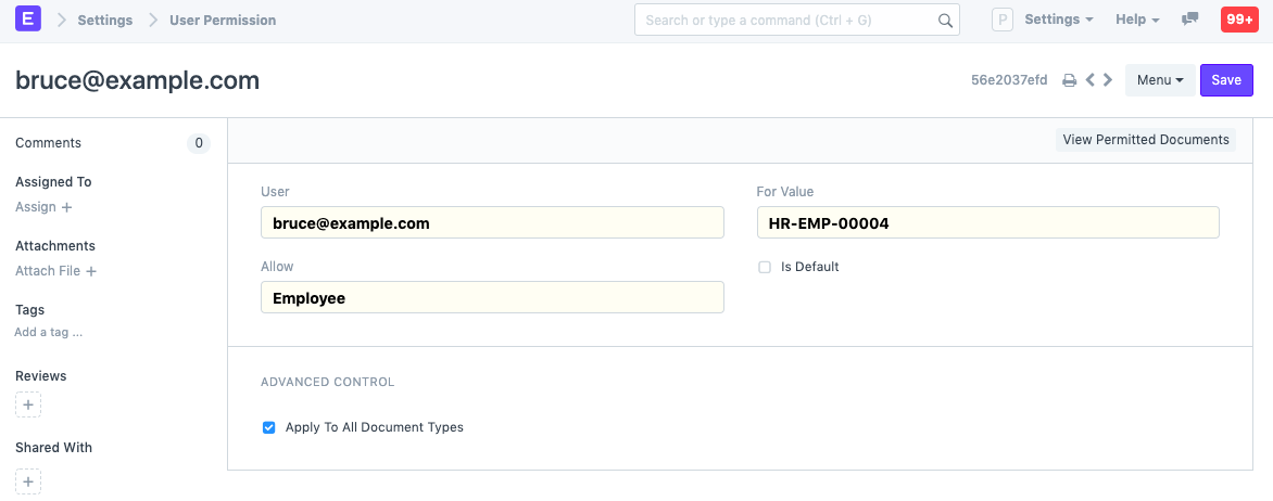 Limitare l'accesso alle domande di congedo per un utente con ruolo di dipendente tramite User Permissions Manager