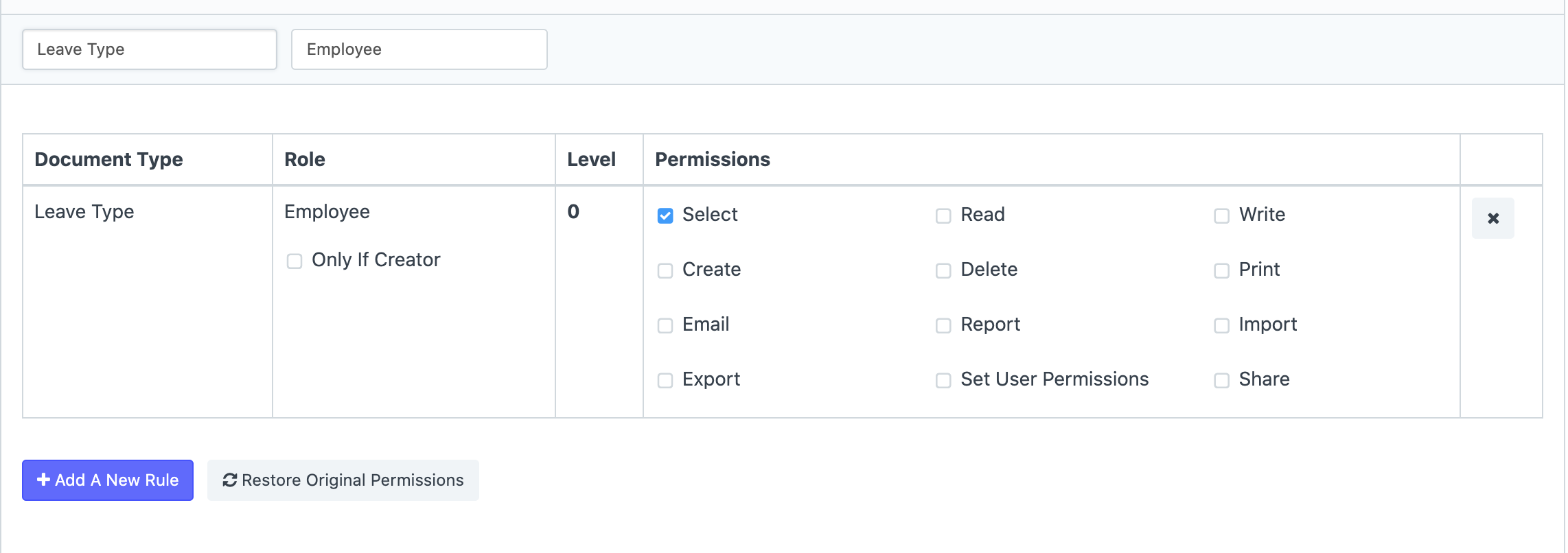 Limitare l'accesso alle domande di congedo per un utente con ruolo di dipendente tramite User Permissions Manager