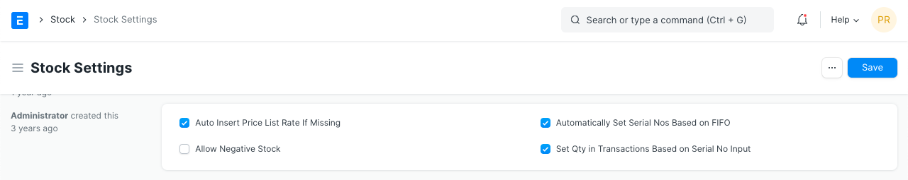 Impostazioni esaurito
