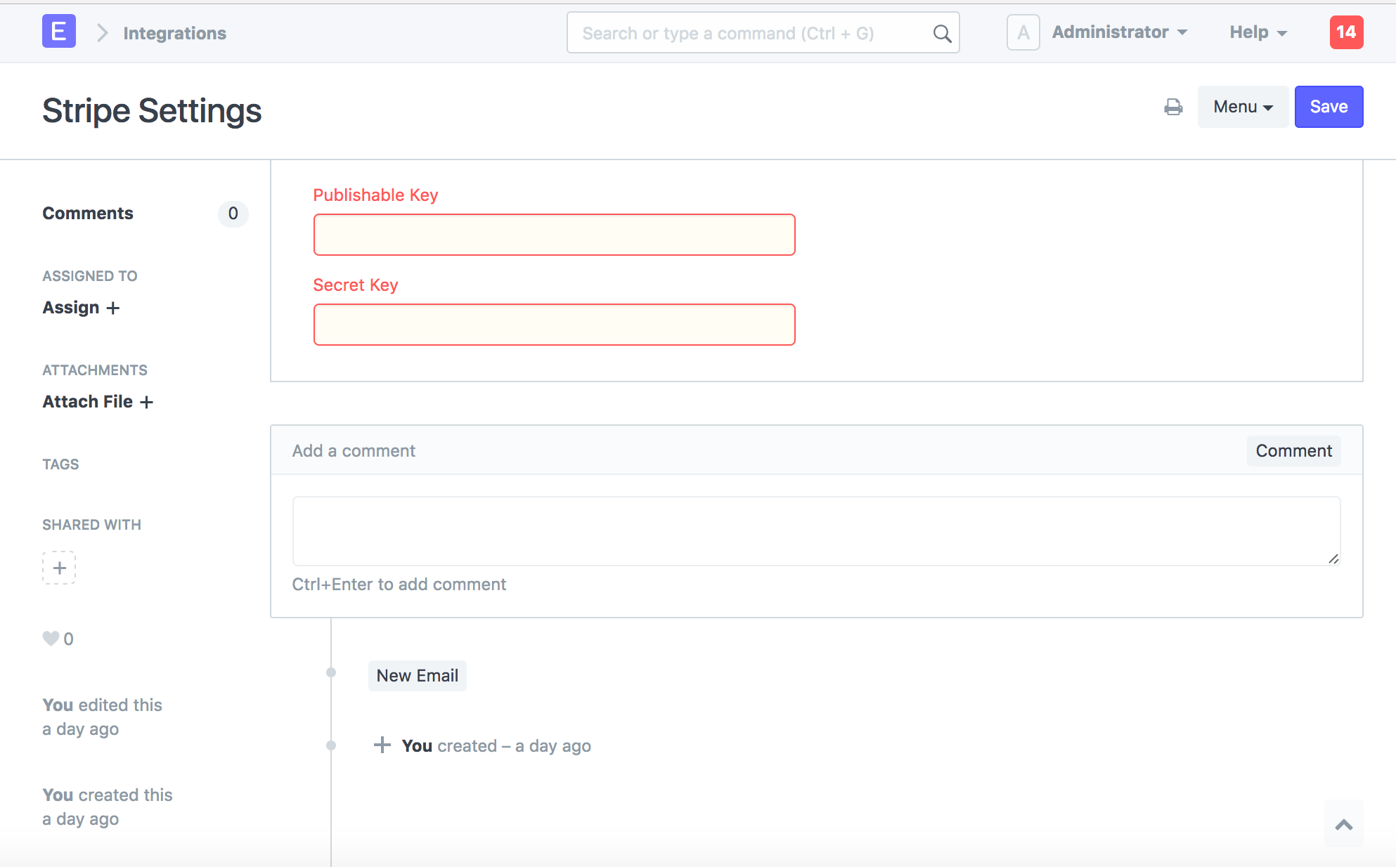 Impostazioni Razorpay