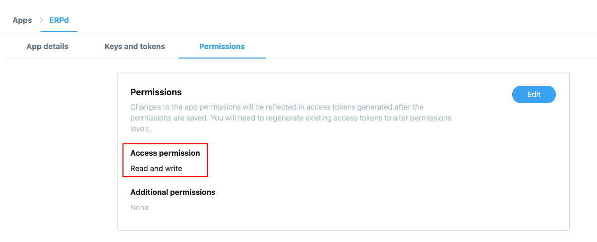 Autorizzazione dell'app Twitter