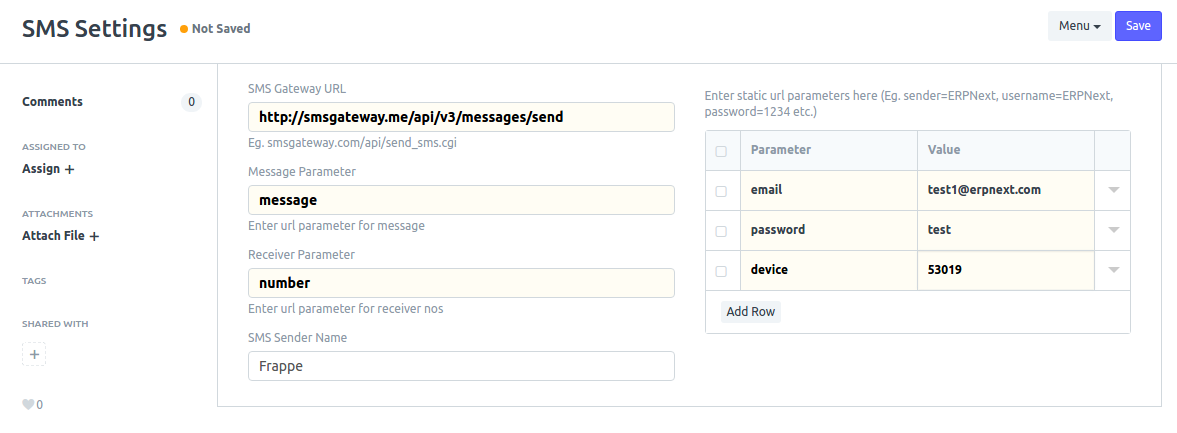 Impostazioni SMS