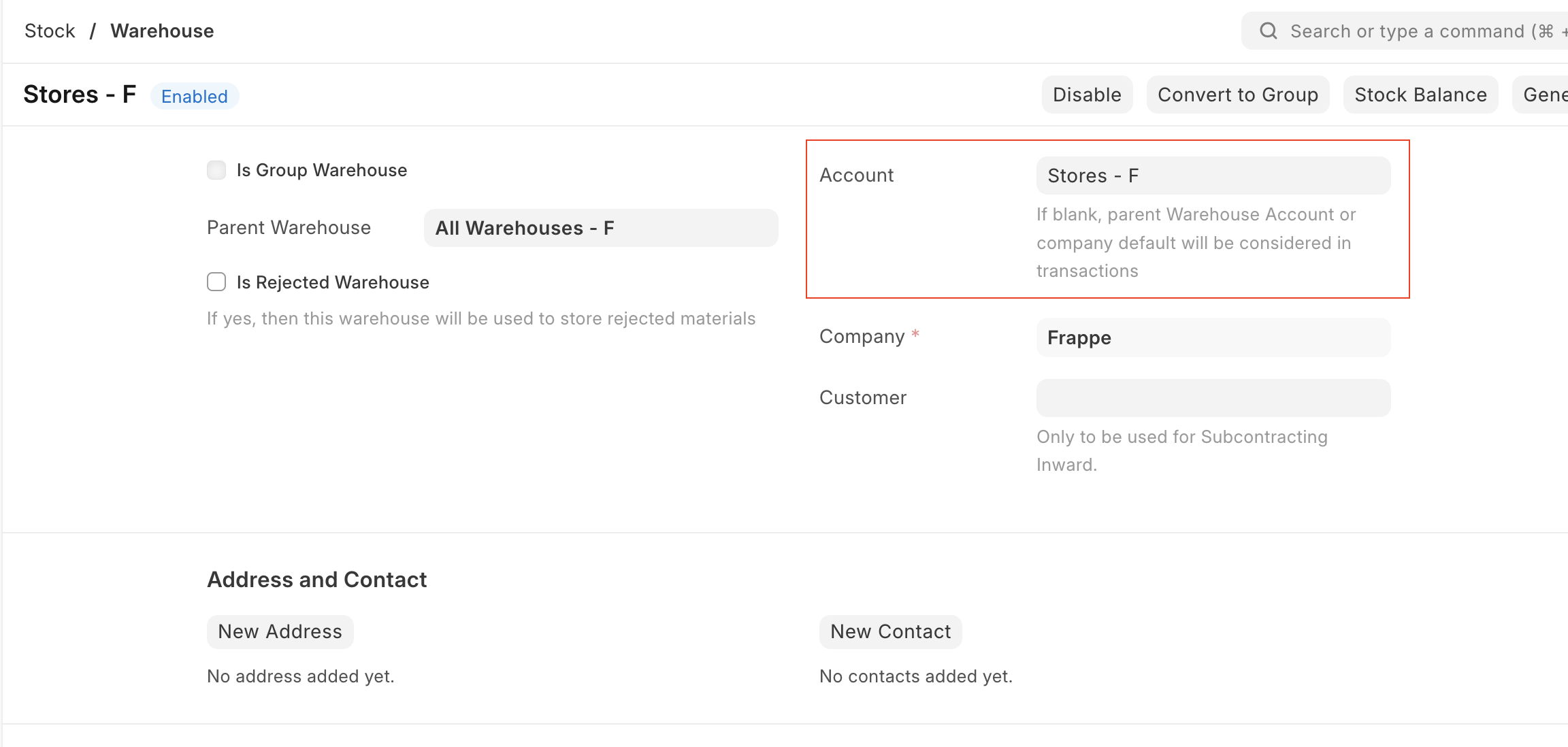Account inventario