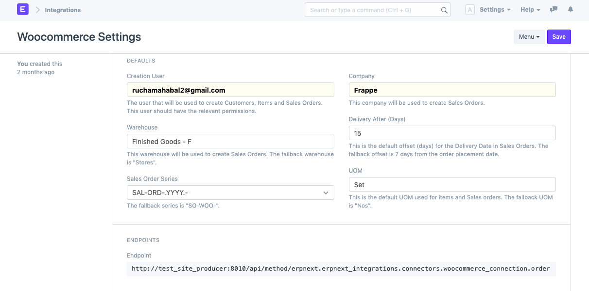 Impostazioni predefinite di Woocommerce