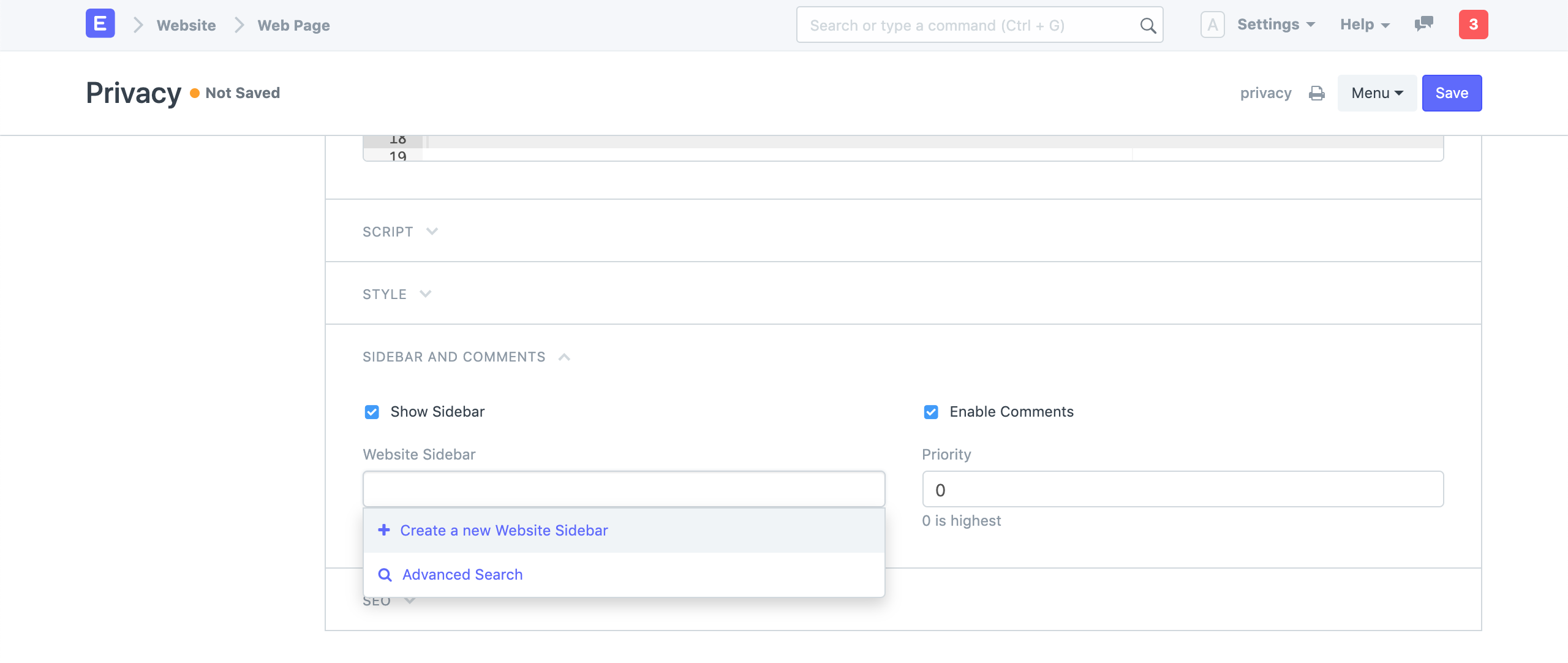 Page Sidebar