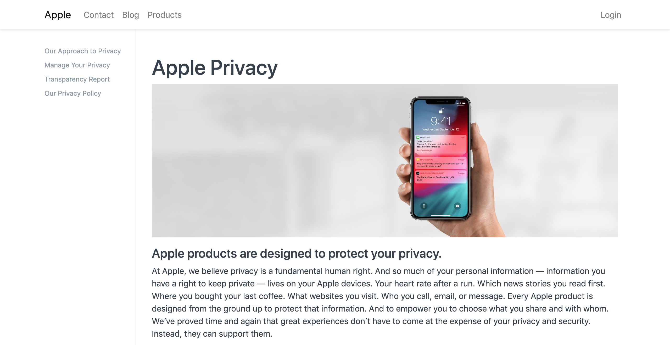 Pagina Web con intestazione personalizzata