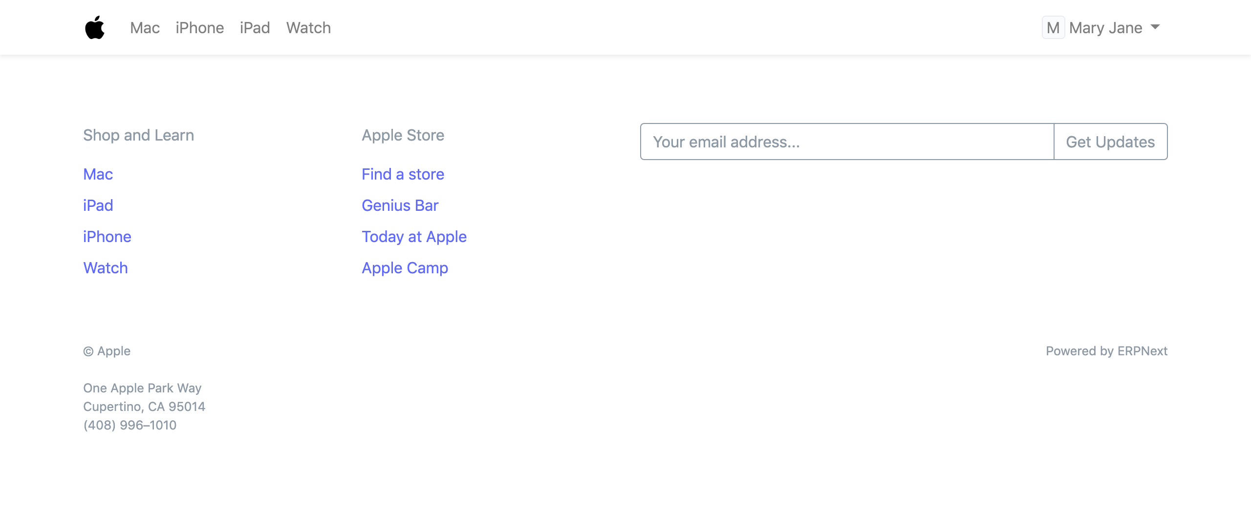 Footer del sito Web