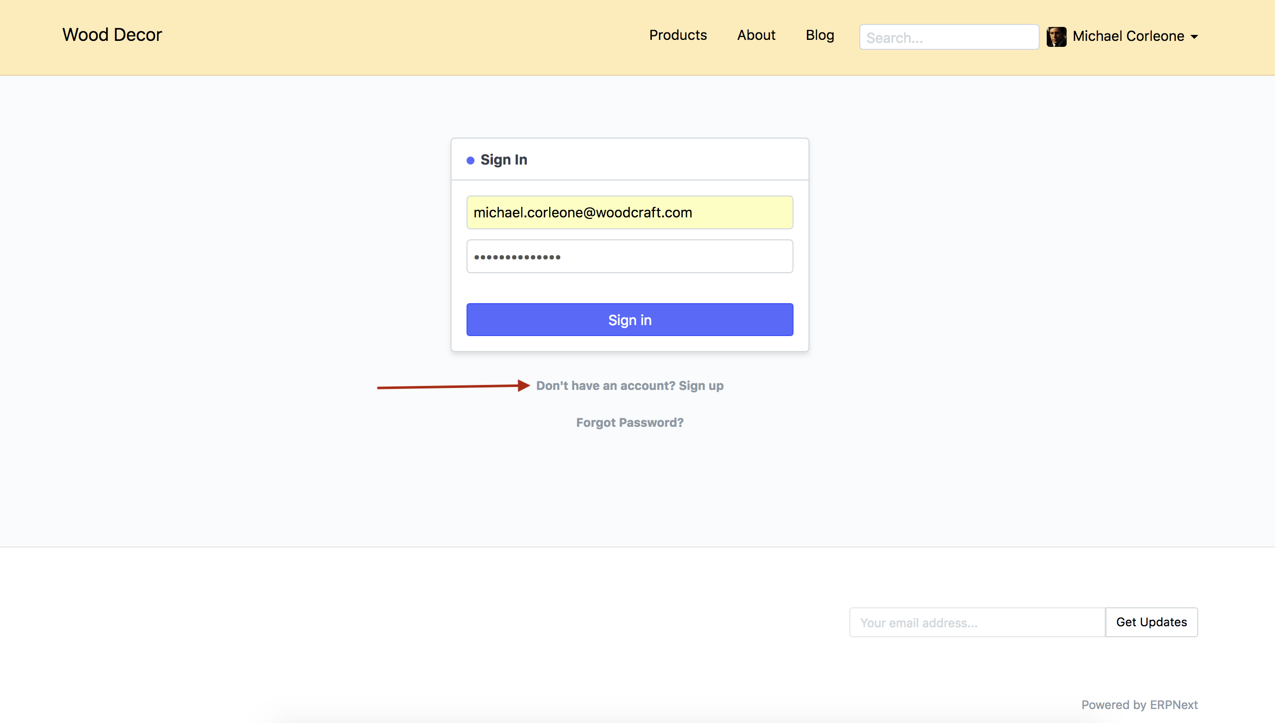 Registrazione al sito web